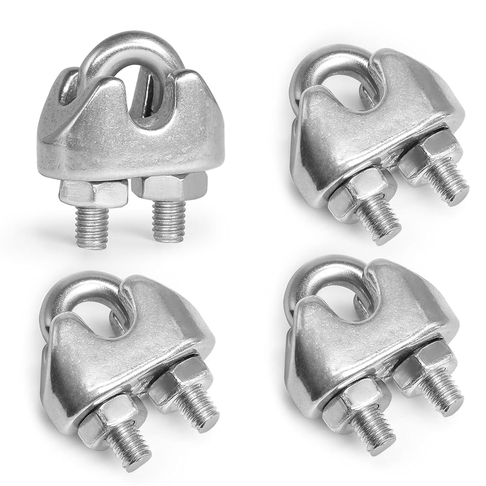 Jamiikury 12pcs M2 Wire Rope Clamp, 1/16 inch Cable Clamps